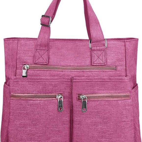 Canvas Tote Bag Waterproof Nylon Multi Pocket Shoulder Bags Laptop Work Bag Teac